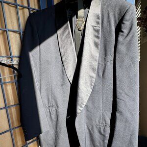 Vintage Clipper Craft Black Tuxedo Jacket Pants Satin Lapel Mens